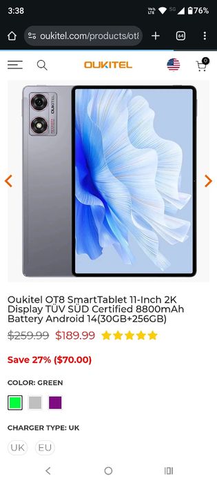 Таблет OUKITEL OT8 11" 256GB 30RAM 8800Ah