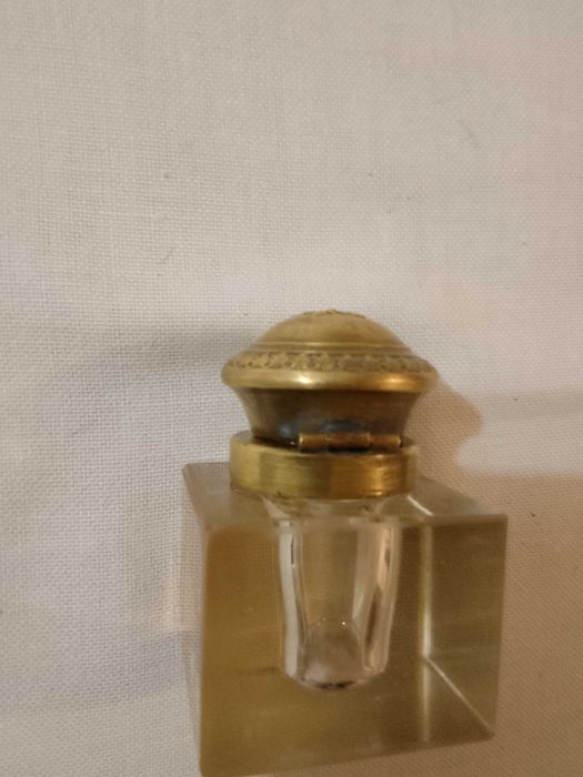 Мастилница кристално стъкло месинг 19 ти век