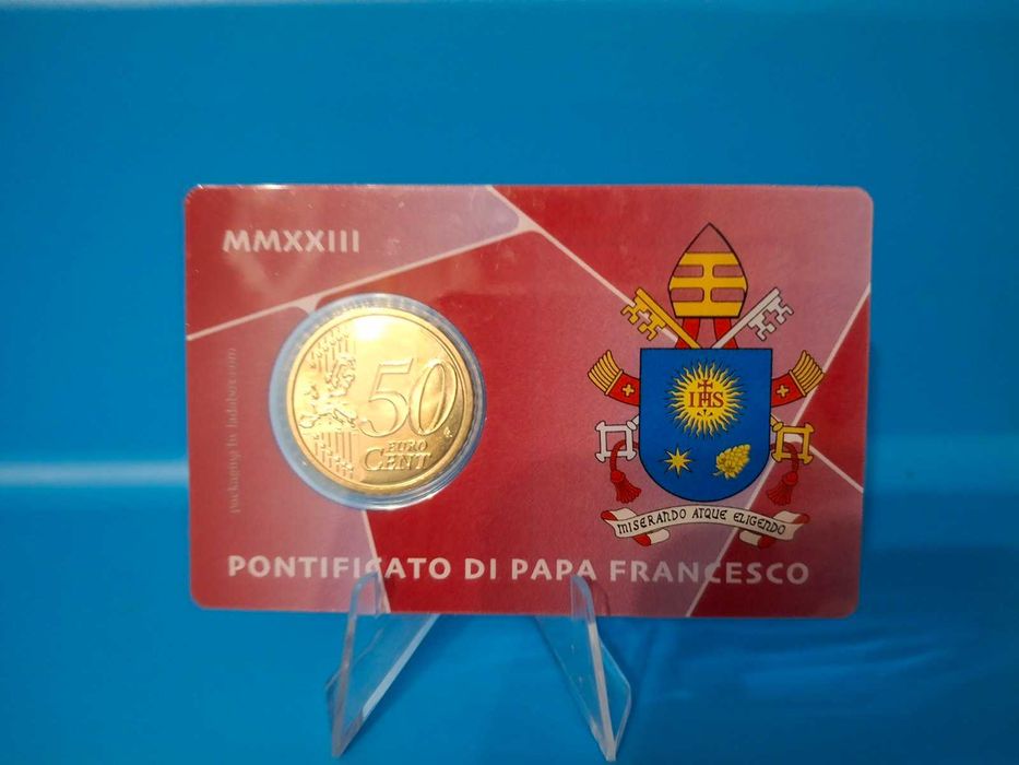 Монета Ватикан от 50 цента BU в карта N°44, N°45, N°46, N°47 с марка.