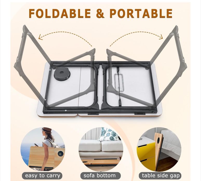 Сгъваема маса за лаптоп, регулируема с 5 ъгъла