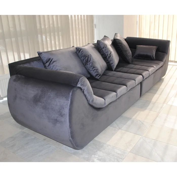 Canapea extensibilă 4 locuri Party,cu ladă,gri antracit,300x105x75,4C