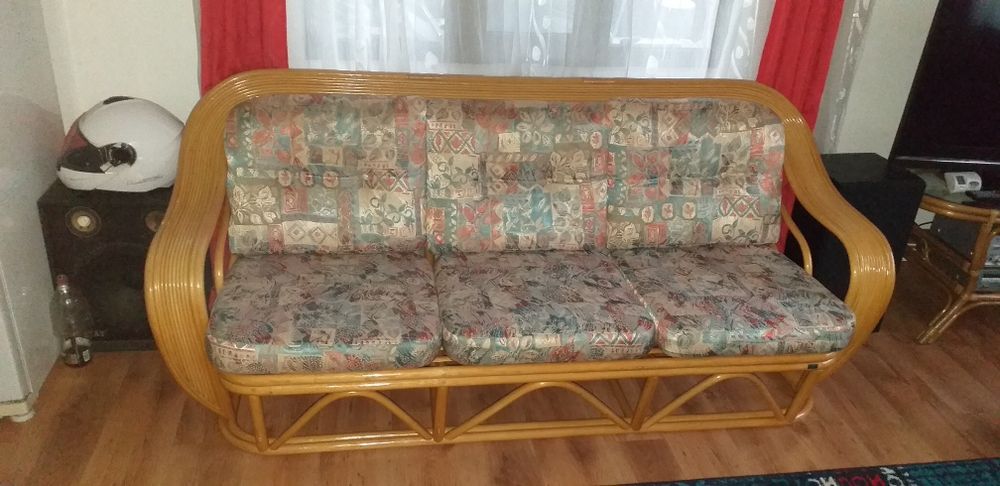 Set bambus model deosebit Canapea+ 2 fotoli + masa cu blat