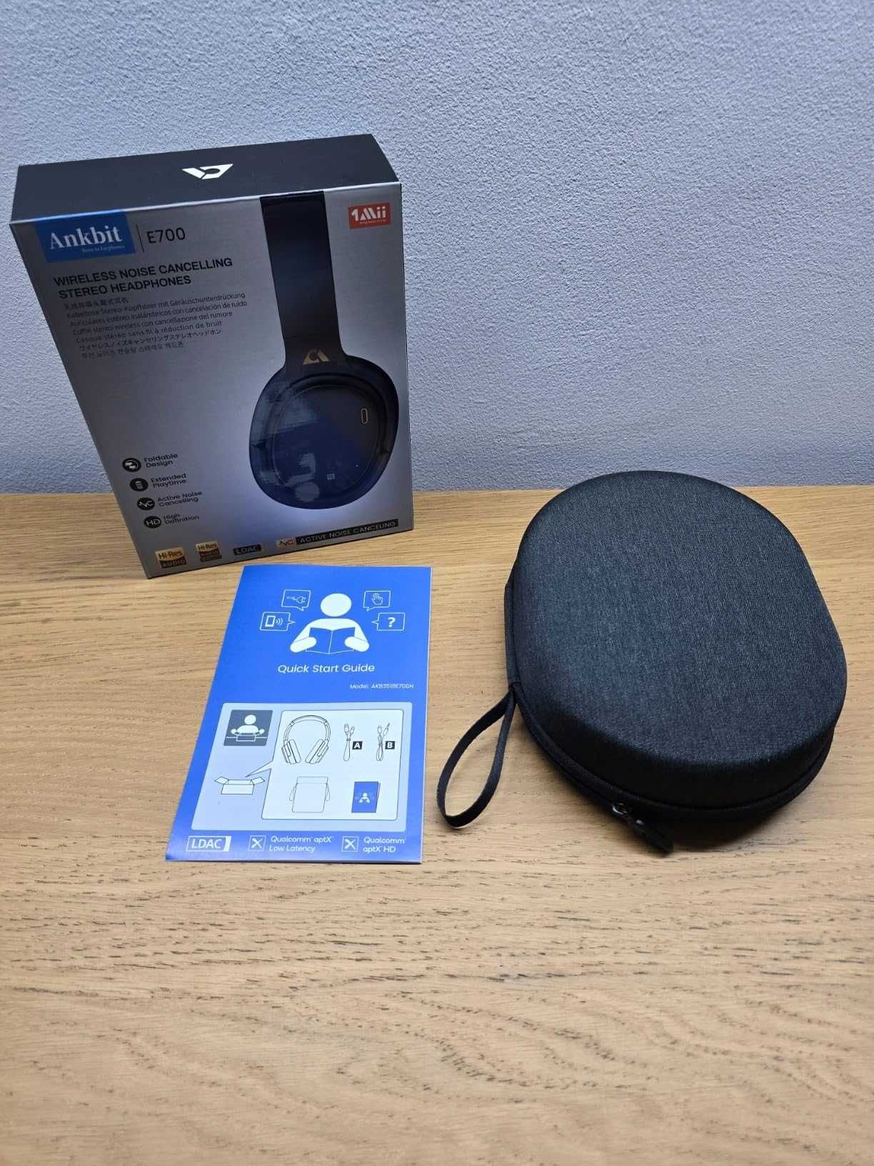 Ankbit E700 Слушалки с LDAC, Bluetooth слушалки с aptX HD (черни)