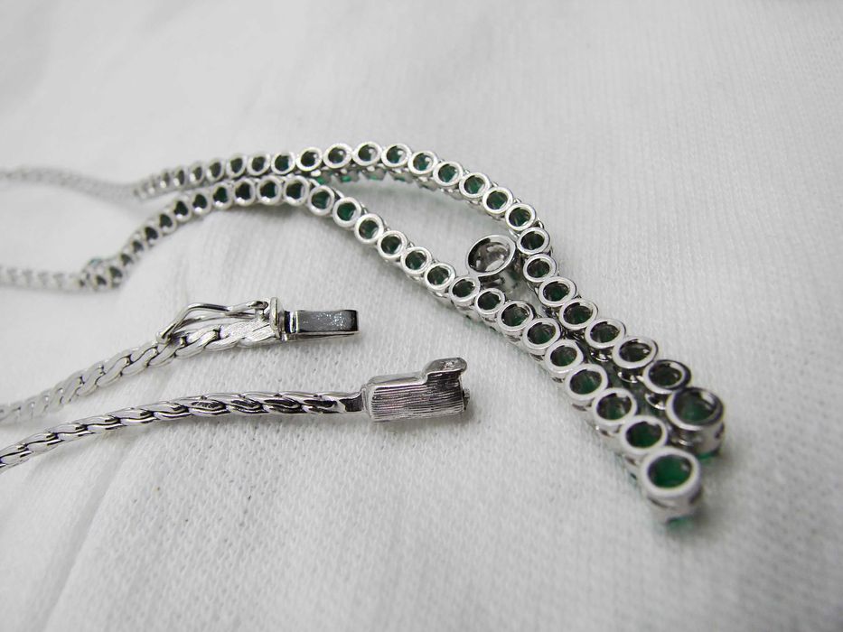 Colier Lantisor Aur 18K Cu Granat Tsavorit Si Diamant Unicat