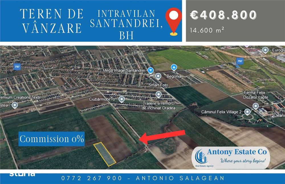 Teren intravilan de vanzare, in Santandrei.