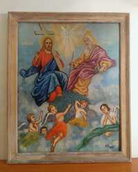 Icoana Sfanta Treime | veche pictura romaneasca pe carton