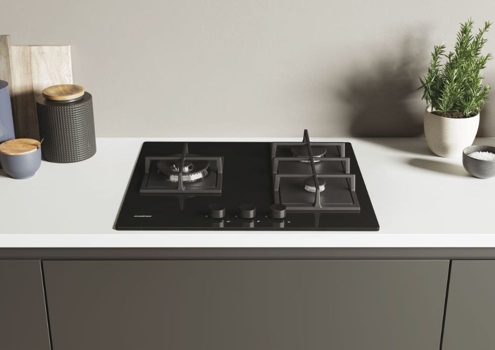 Plită pe gaz cu sticlă Rosières RVG63B4MBB/1