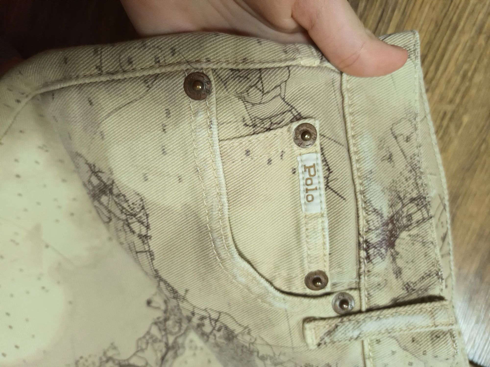 Blugi Polo Ralph Lauren, noi fără eticheta, cu model vintage de hartă