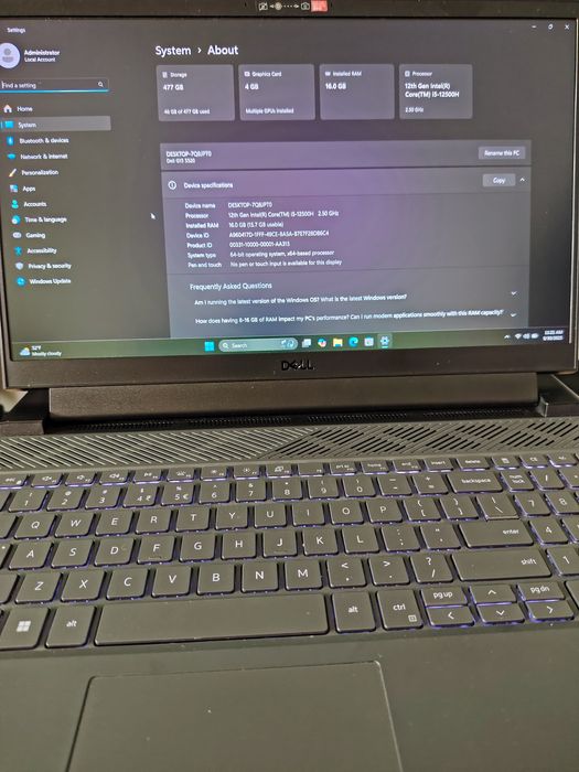 Laptop Gaming Dell g15 -I5 12500- 16gb ddr5- rtx 3050