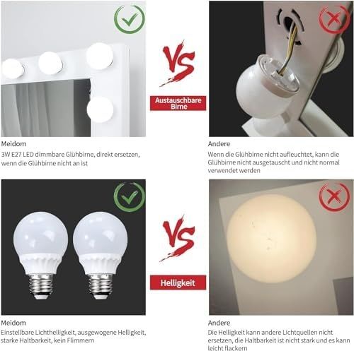 Голям размер Гримьорско LED димируемо Козметично огледало