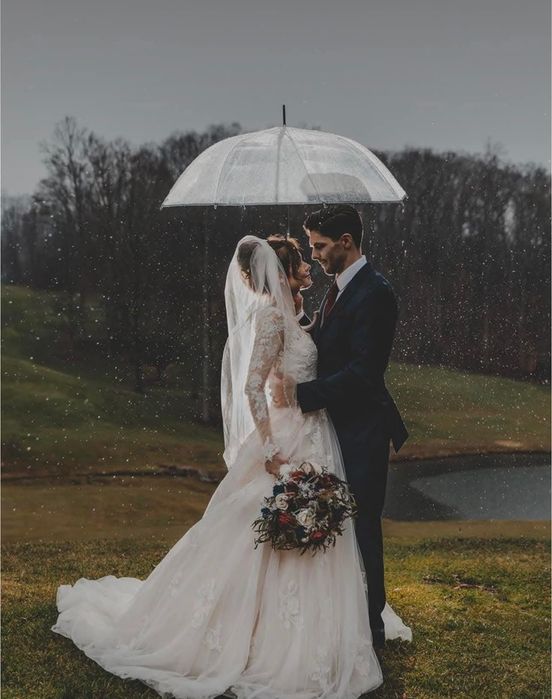 Прозрачни сватбени чадъри за дъжд  90см