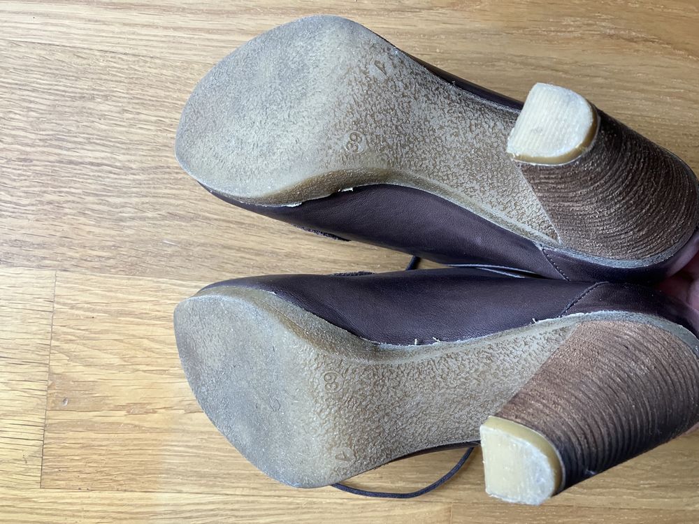 Обувки с ток от естествена кожа с опушен ефект. GiAnni #39. ток 9 см.
