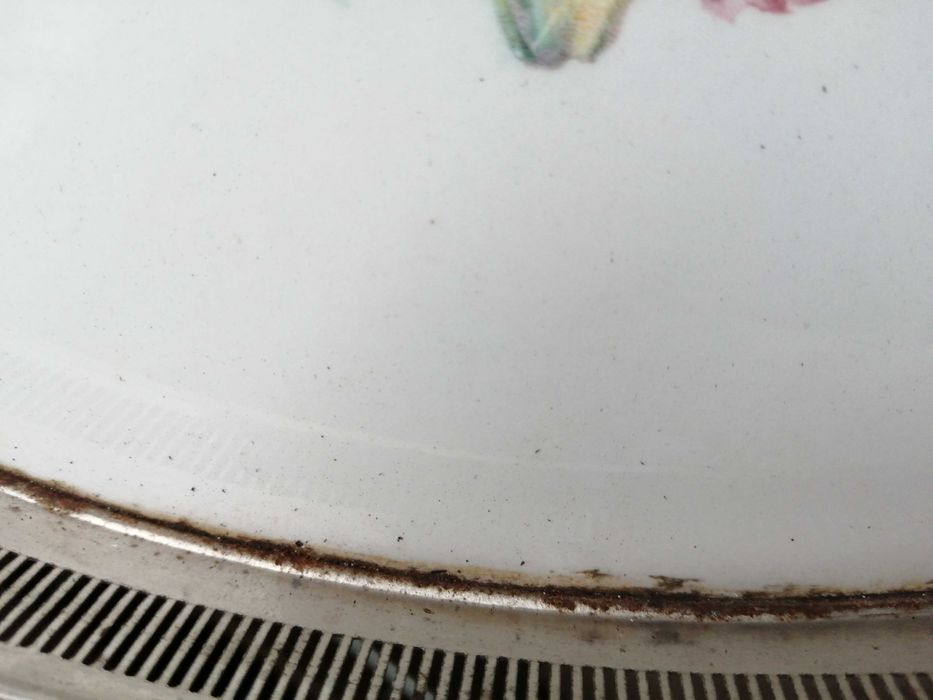 Tava Art Nouveau portelan pictata motive florale veche peste 70 de ani