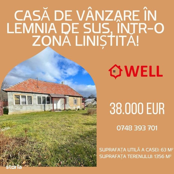 Casă de vânzare în Lemnia de Sus, într-o zonă liniștită!