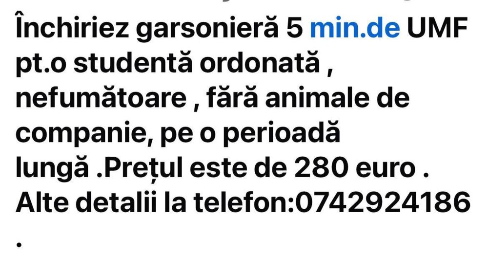 Garsoniera la 5 min de UMF