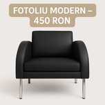 Fotoliu modern negru cu picioare din crom – elegant și comod.