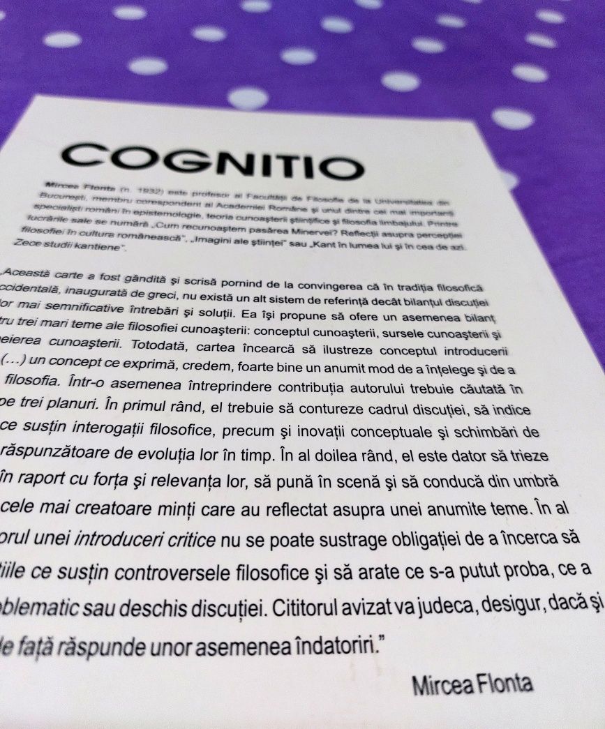 Cognitio. O introducere în problema cunoașterii - Mircea Flonta