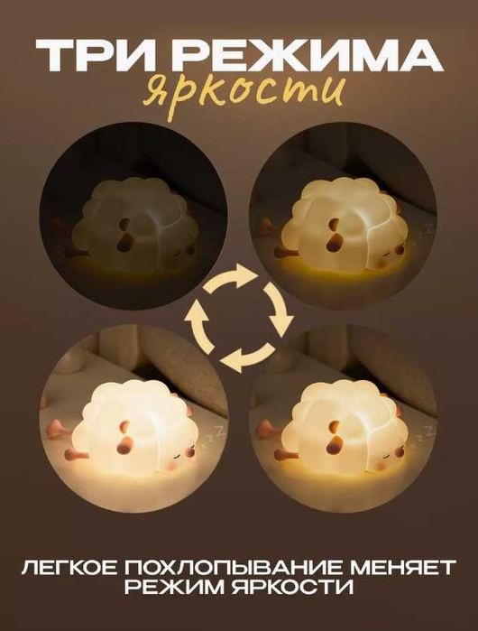 Ночник Овечка — Силиконовый светильник для детей