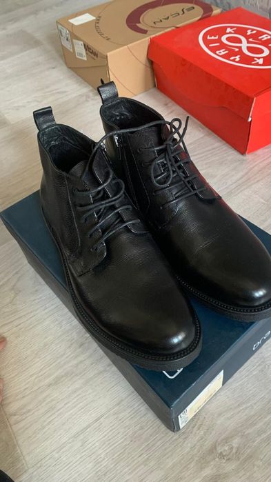 Кожаные зимние ботинки мужские