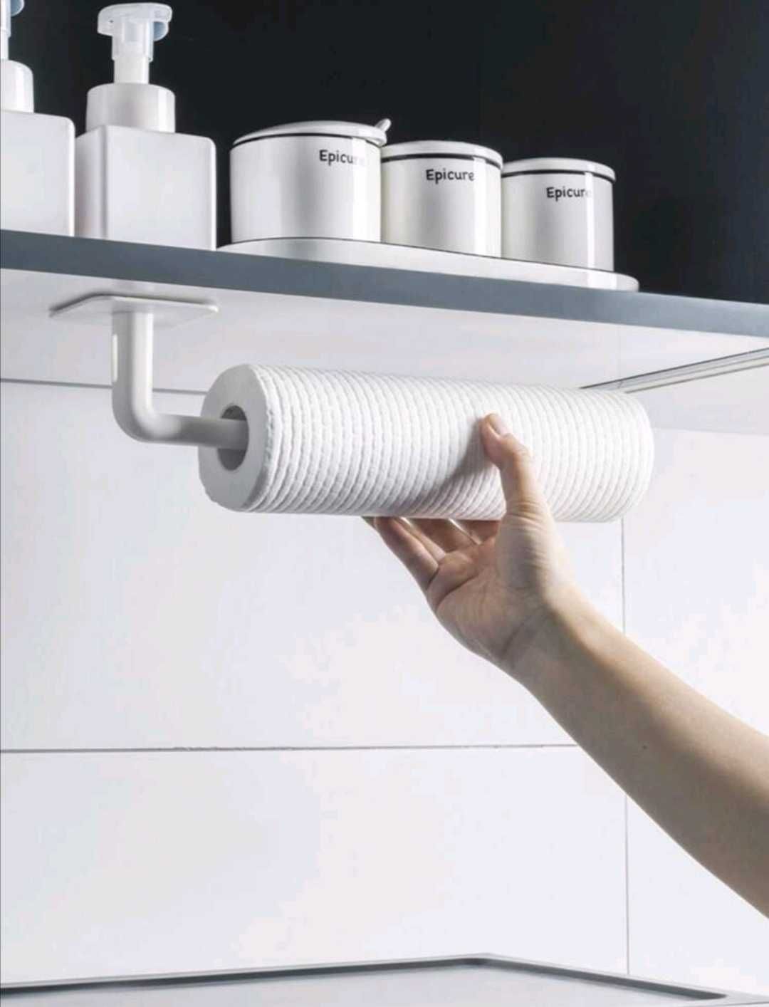 Самозалепваща поставка за ролка кухненска и тоалетна хартия държач