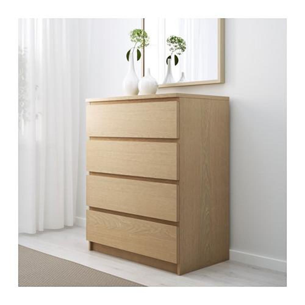 Скрин от Ikea - Malm, 4 чекменджета, цвят Дъб