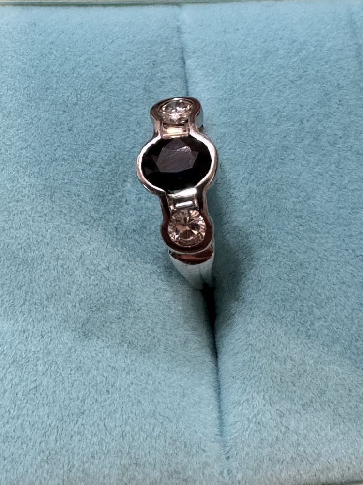 Inel Aur 18k Diamante, Safir naturale