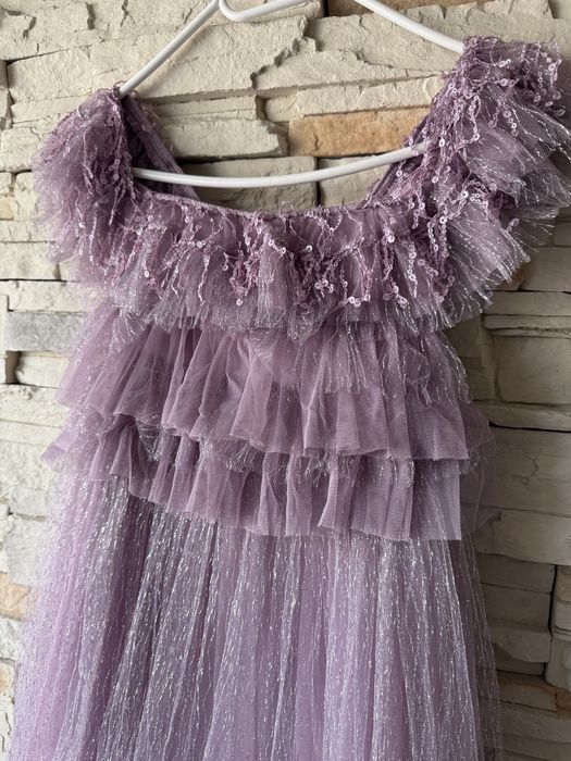 Rochie tip prințesă lila pentru fetițe 10 ani