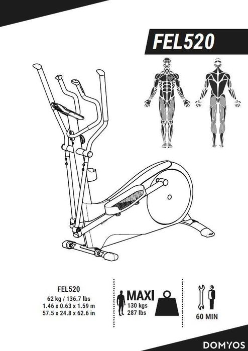 Bicicletă eliptică Domyos 520 – stare foarte bună, ideală pentru acasă