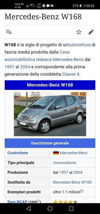 Кора багажник за Мерцедес/  Mercedes A160  A170  W168