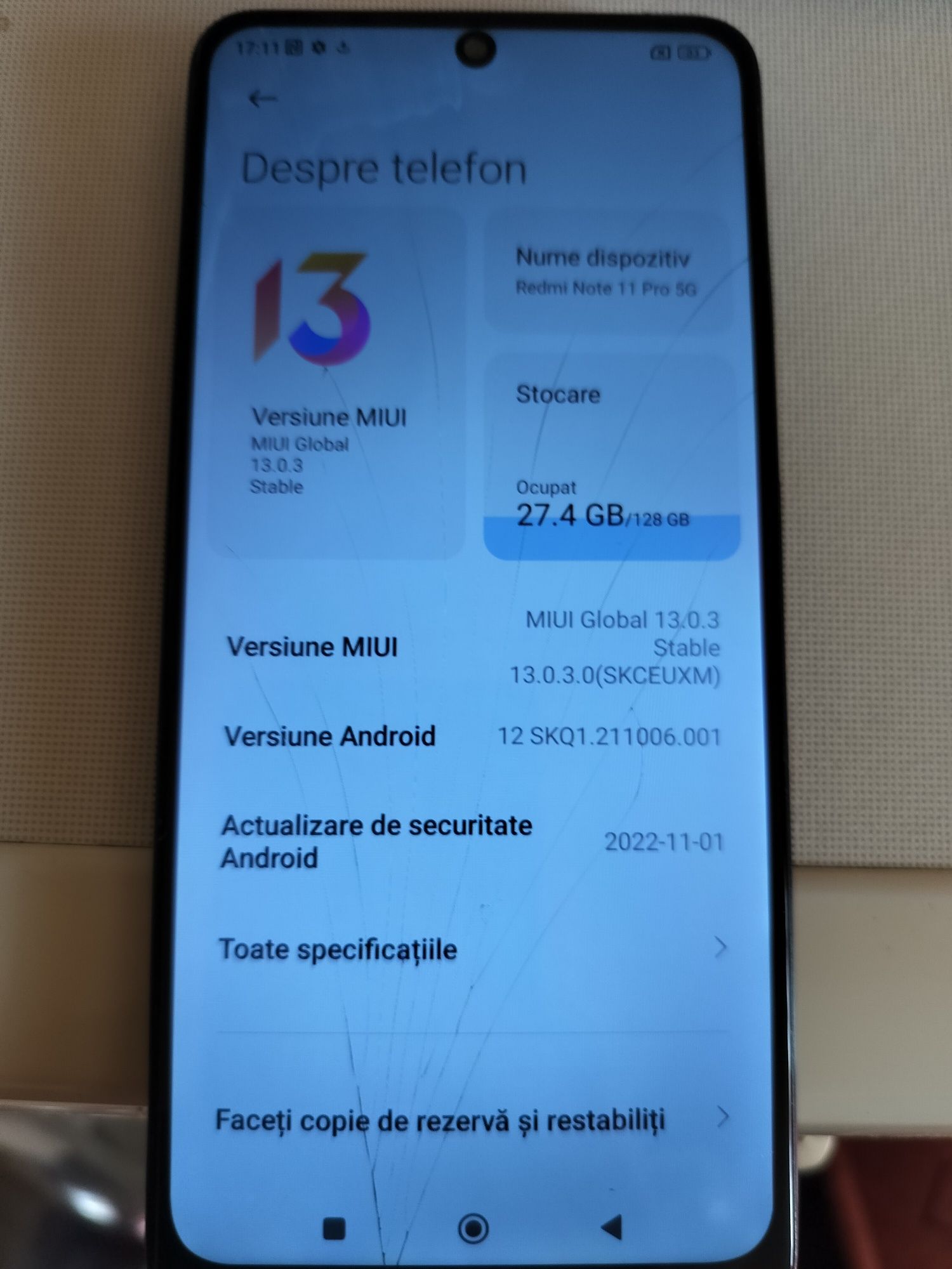 Redmi note 11 pro 5g ( sticla fisurata)