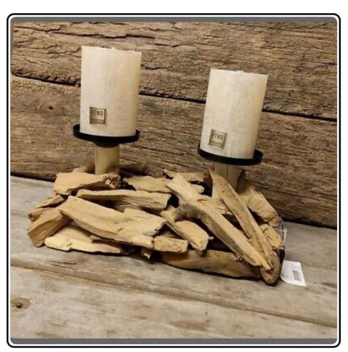 Suport Decorativ din Lemn  Pentru 2 Lumanari,  30 x 19 x 15 cm