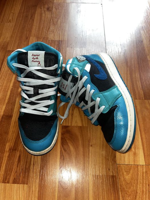 Adidasi Nike Air Jordan 1 Mid GS Black Aqua Blue