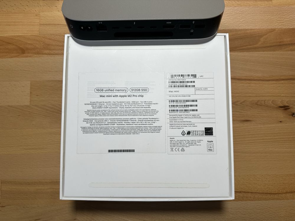 Mac Mini (2023), M2 Pro, 16GB RAM, SSD 512Gb.
