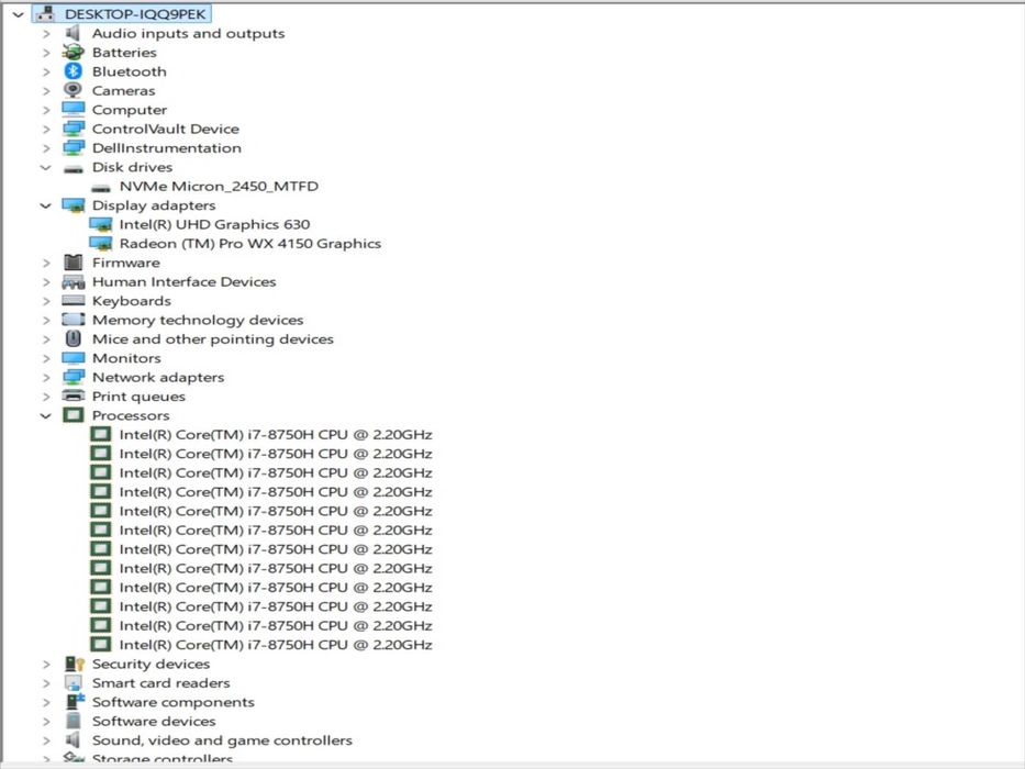 Лаптоп Dell Precision 7530 i7-8750H 2.2GHz/RAM32GB/RadeonProWX4130 4GB