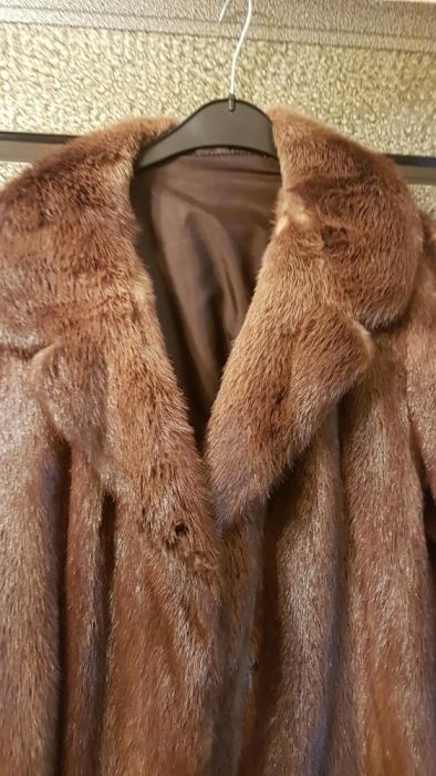 Haina blana lunga vizon naturala