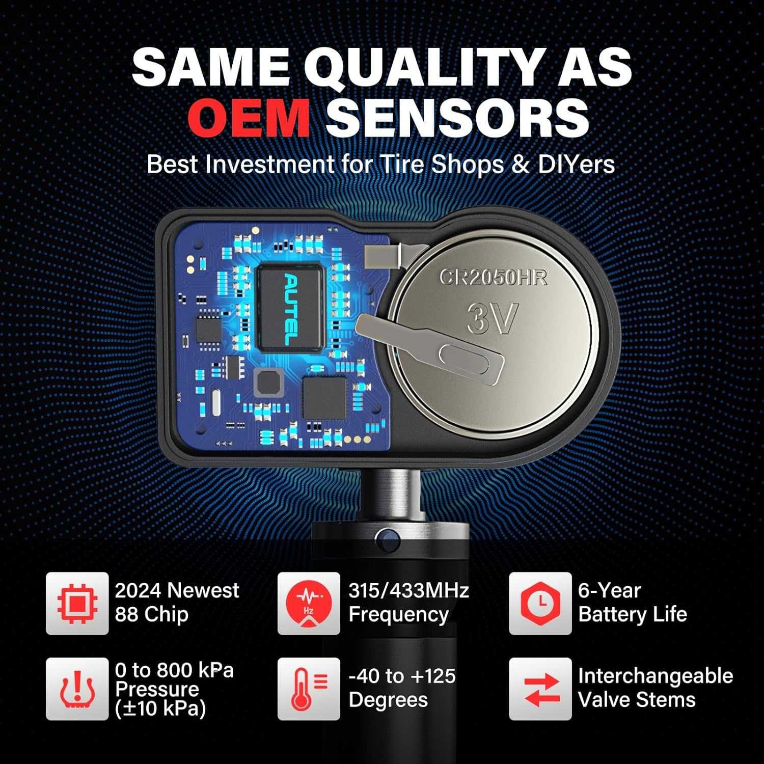 TPMS Датчик за гуми Autel MX-Sensor 433/315MHz, универсален, метален