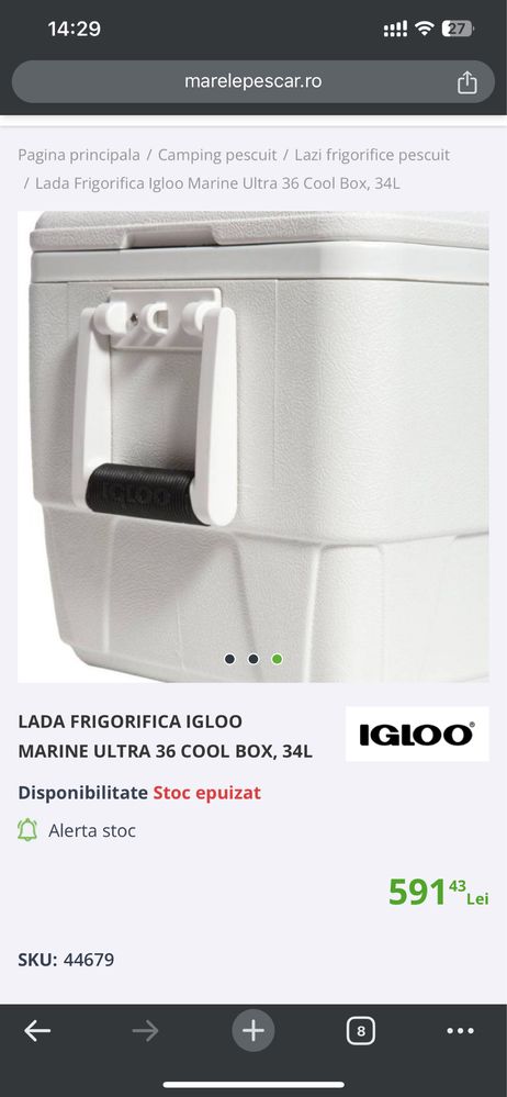 Lada frigorifica Igloo Marine ULTRA 36 COOL BOX, 34L