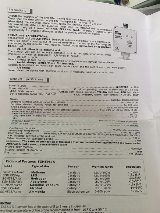 Senzor gaz industrial