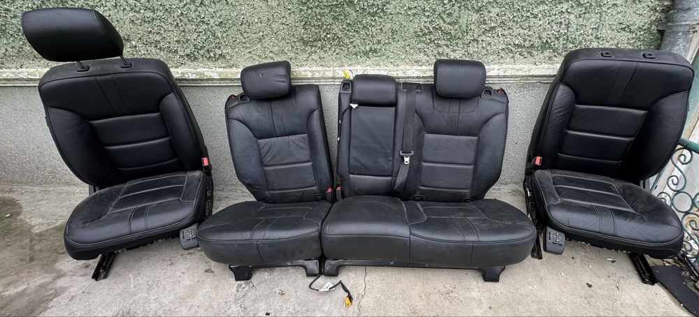 Черен кожен салон с подгрев, памет и надуване за Mercedes W164 facelif