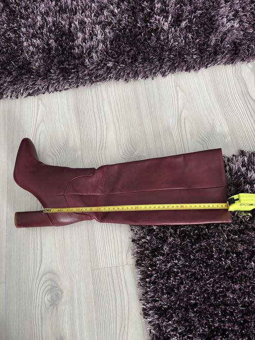 Zara cizme bordeaux de piele naturala