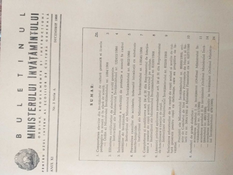 22 Buletine Oficiale Ministerului Invățământ. Rep.Soc Rom.vechi 70 ani