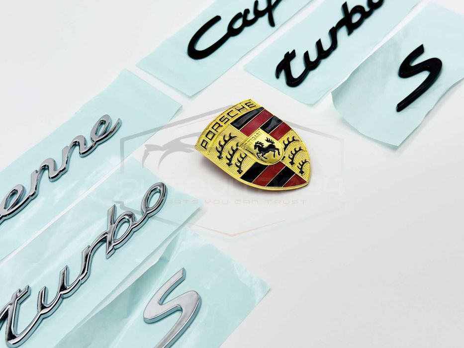 Надписи Порше, емблема turbo s, cayenne, емблема Porsche
