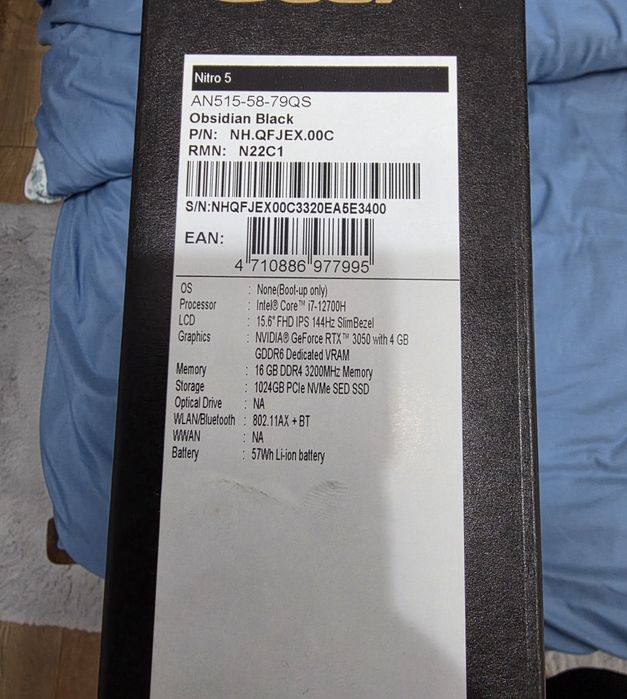 Laptop Gaming Acer Nitro 5 AN515-58  i7-12700H RTX3050