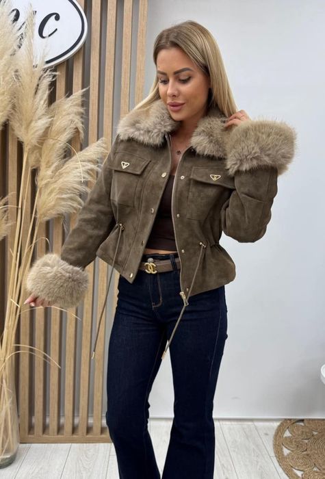 Чисто ново с етикет! Кафяво яке велур