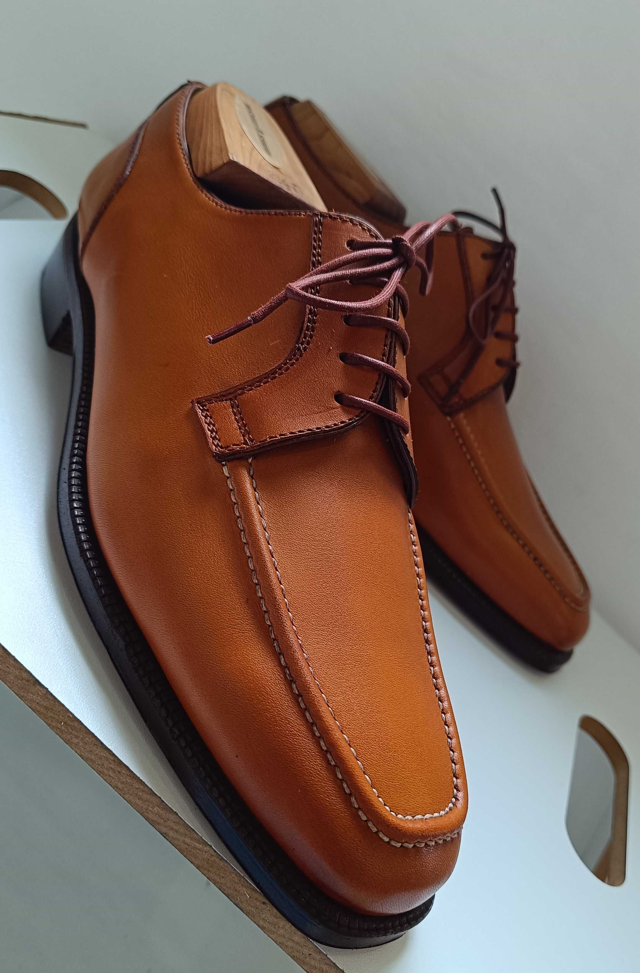 Pantofi derby 40.5 41 split toe de lux lucrati manual Campanile NOI