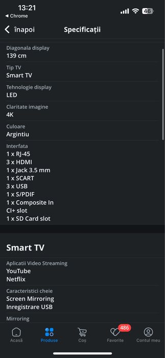 Smart tv Sharp 139cm