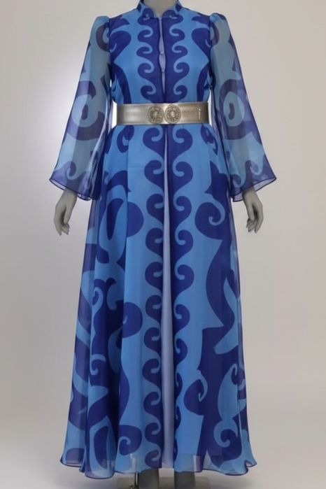 Платье от Отандық сән үйі. Изысканный Органза, Синий органза.46-48 Р.