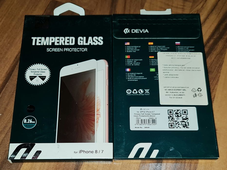 Folie sticla privacy antispy originala Devia Apple iPhone 7 8 SE 2 SE3