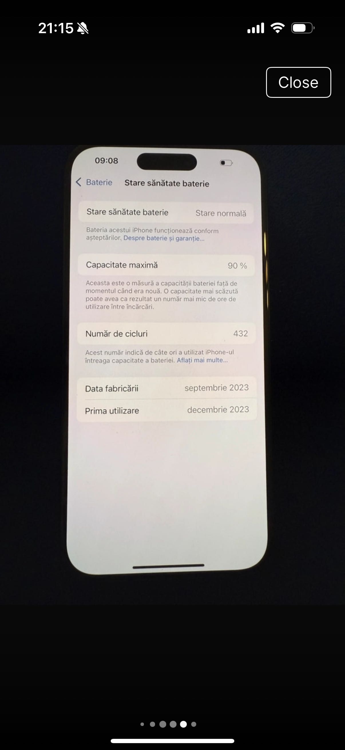 iPhone 15 pro black cu E-SIM 256gb