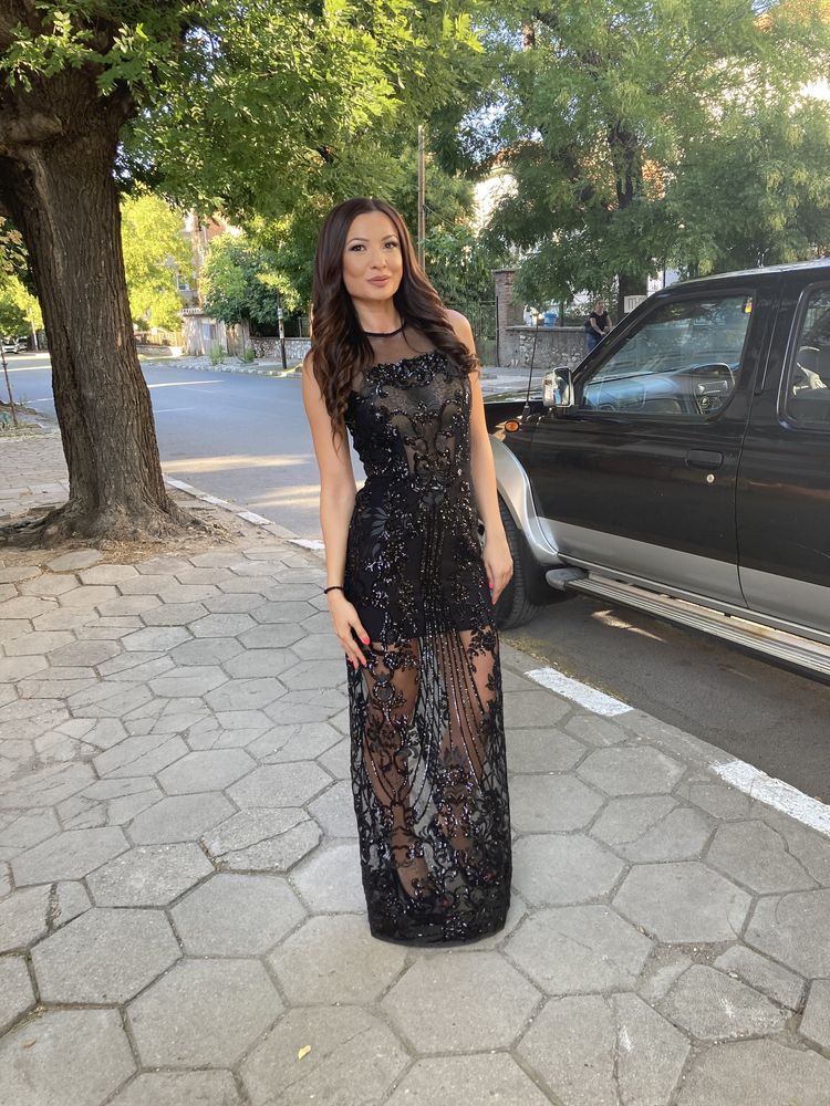 Рокля официална дълга черна